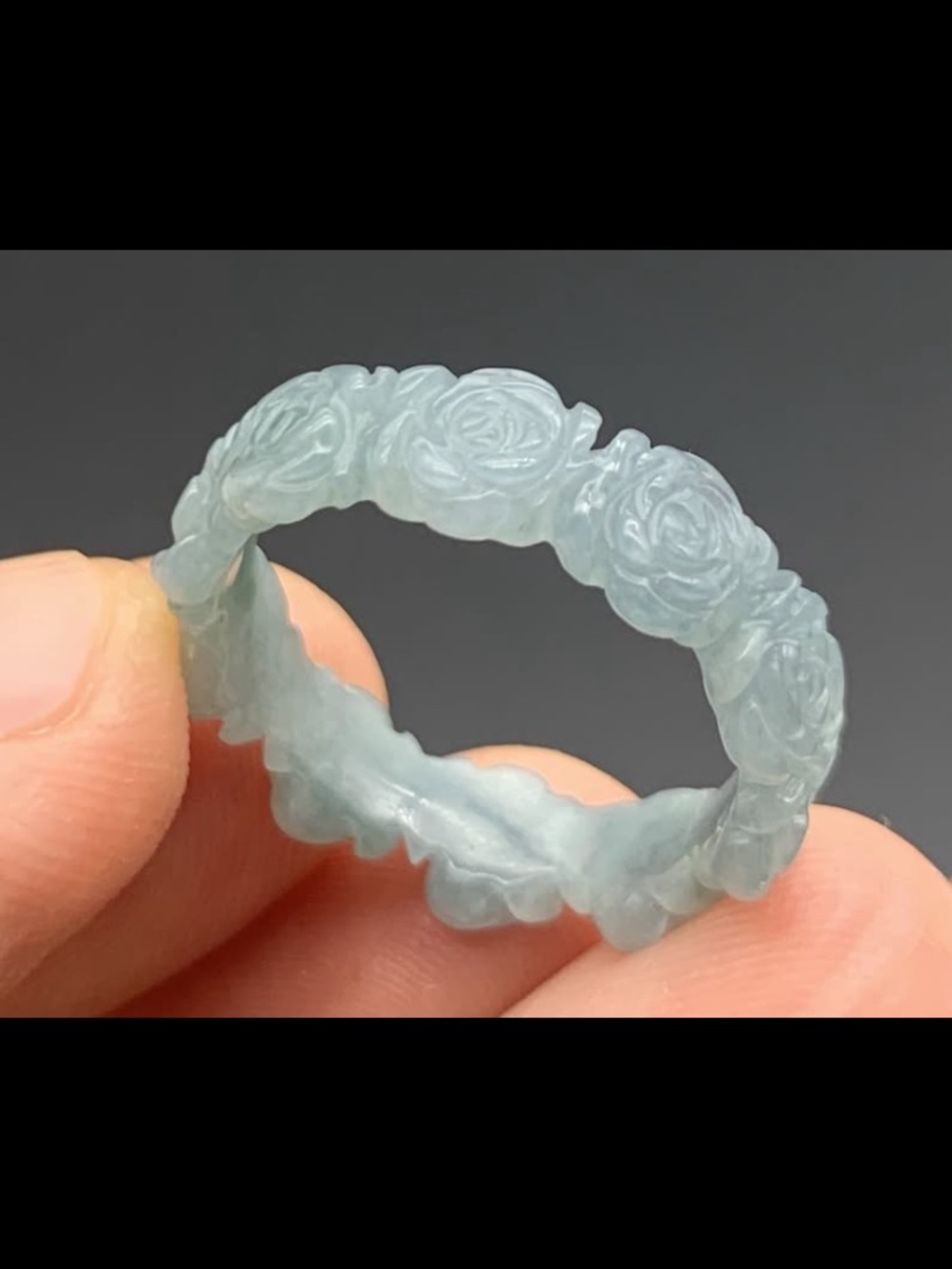 Certificate Jadeite Jade  blue green Natural A Luck Rose Flower ring size7.75